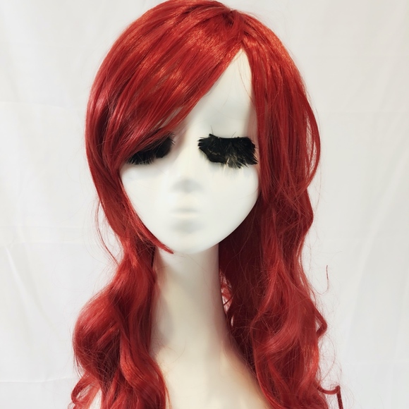 New Goddess length red curly wig cosplay main image 4